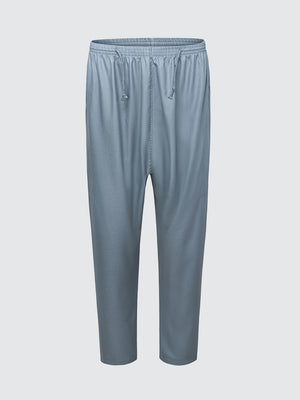 Matching pants from Andalus Moroccan thobe set in slate blue, elasticated waistband and relaxed fit by Imaarah