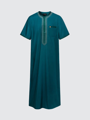 Moroccan Short Sleeve Thobe - Sabil (Emerald Green)