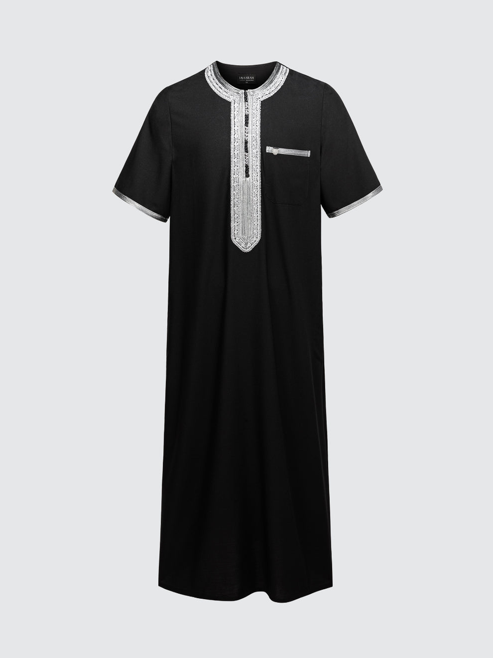 Moroccan Short Sleeve Thobe - Sabil (Black with Grey)