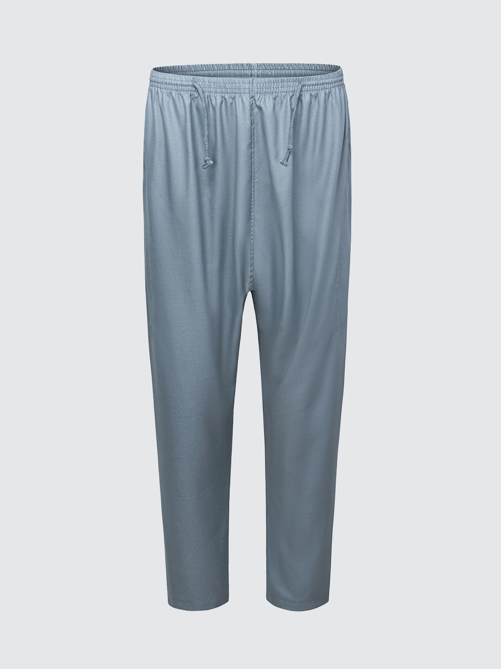 Matching pants from Andalus Moroccan thobe set in slate blue, elasticated waistband and relaxed fit by Imaarah