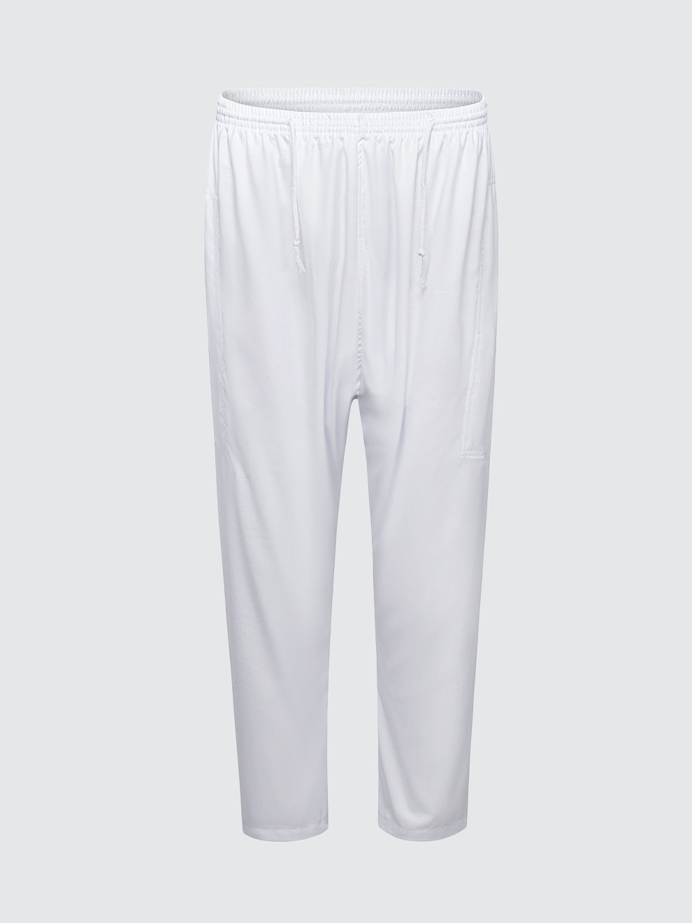 Imaarah Andalus matching white pants from Moroccan thobe set featuring elasticated waistband and straight-leg fit