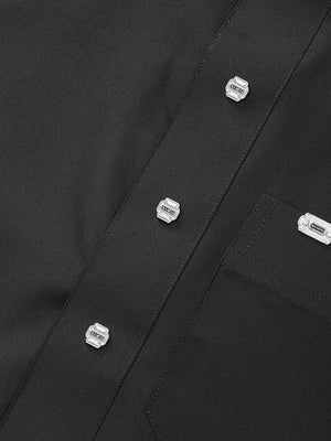 Imaarah Najd Saudi Thobe Black – Silver Imaarah Buttons and Branded Pocket Tag Detail