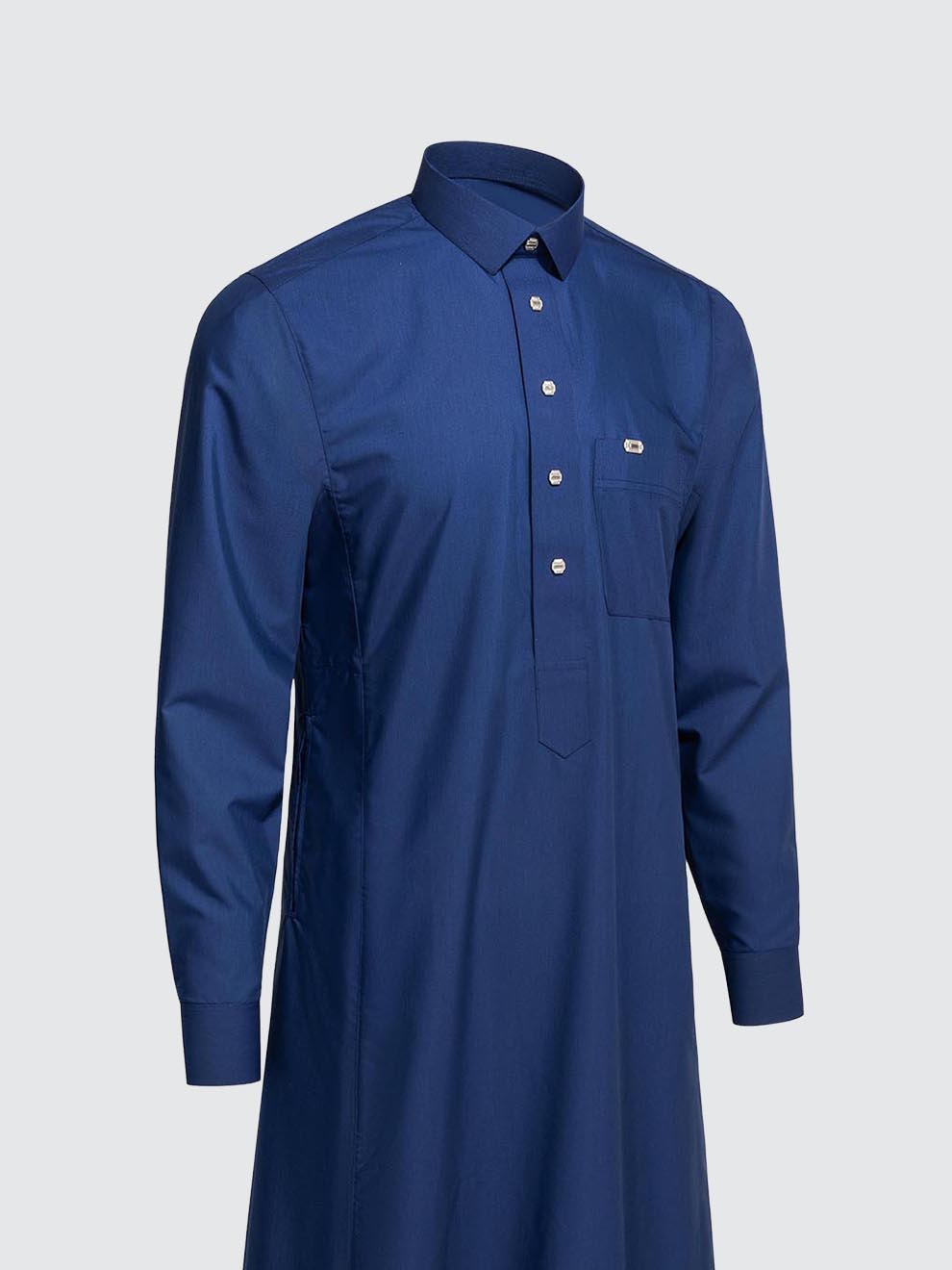 Imaarah Najd Saudi Thobe Navy – Tailored Saudi Thobe with Shirt Collar and Cuffed Sleeves