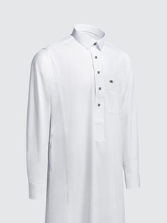Imaarah Najd Saudi Thobe White - Tailored Saudi Thobe with Shirt Collar and Cuffed Sleeves