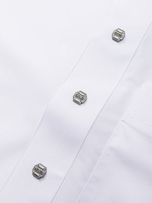 Imaarah Najd Saudi Thobe White - Silver Imaarah Buttons Detail on Premium Fabric