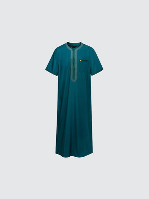 Moroccan Short Sleeve Thobe - Sabil Kids (Emerald Green)