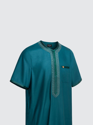 Moroccan Short Sleeve Thobe - Sabil Kids (Emerald Green)