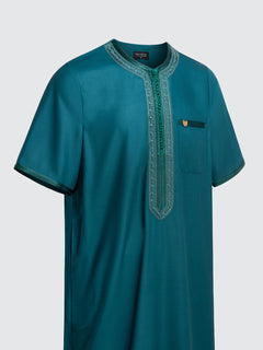Moroccan Short Sleeve Thobe - Sabil (Emerald Green)