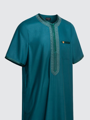 Moroccan Short Sleeve Thobe - Sabil (Emerald Green)