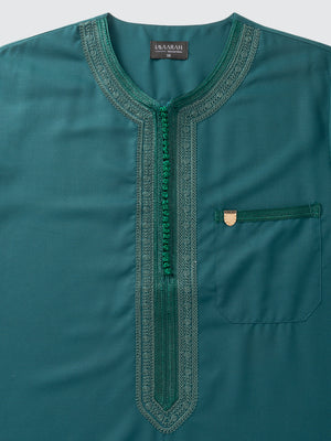 Moroccan Short Sleeve Thobe - Sabil Kids (Emerald Green)