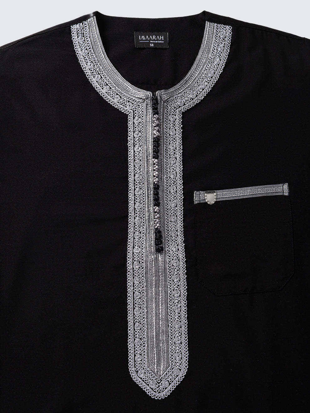 Moroccan Short Sleeve Thobe - Sabil Kids (Black with Grey)