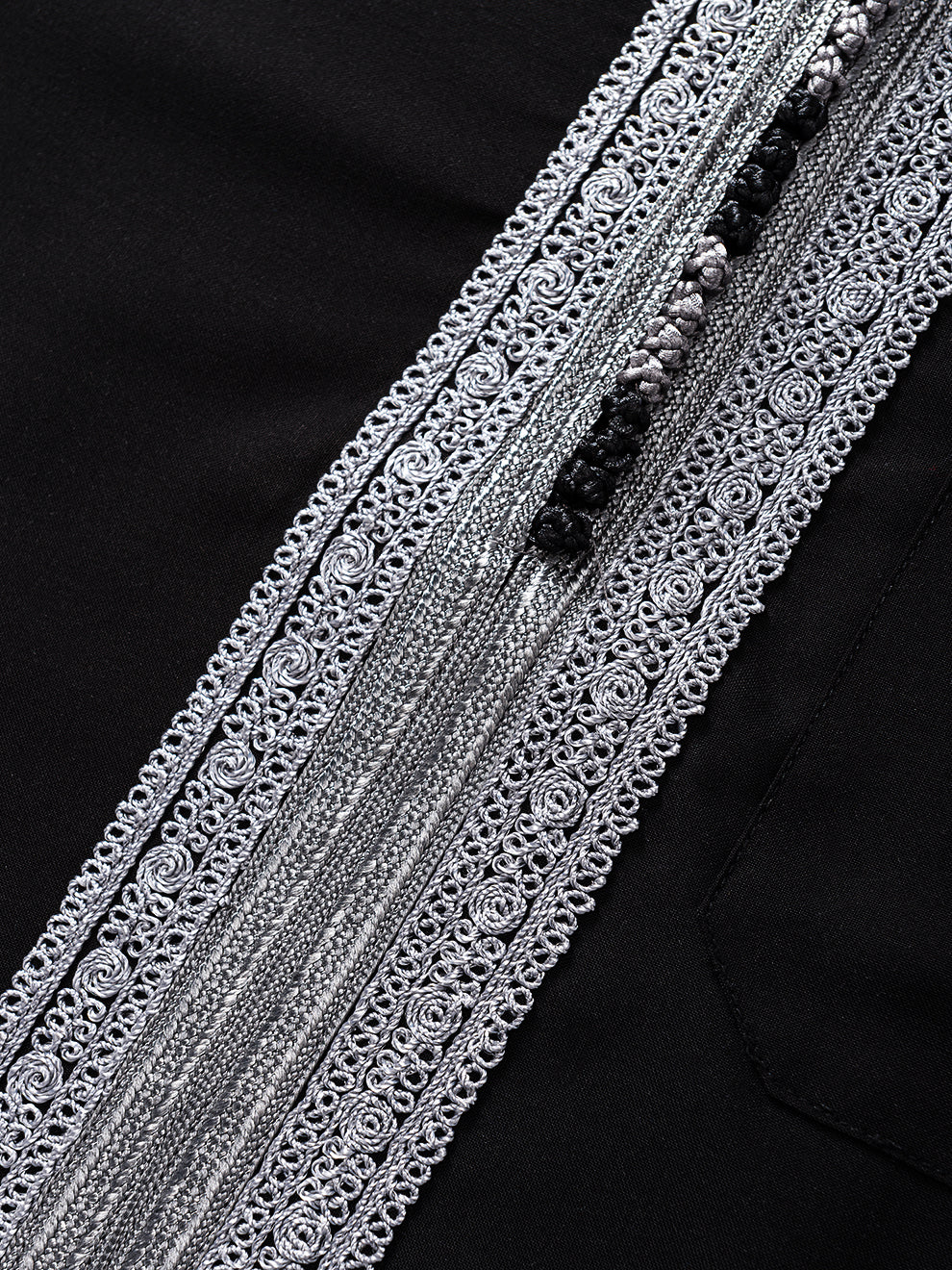 Moroccan Short Sleeve Thobe - Sabil (Black with Grey)